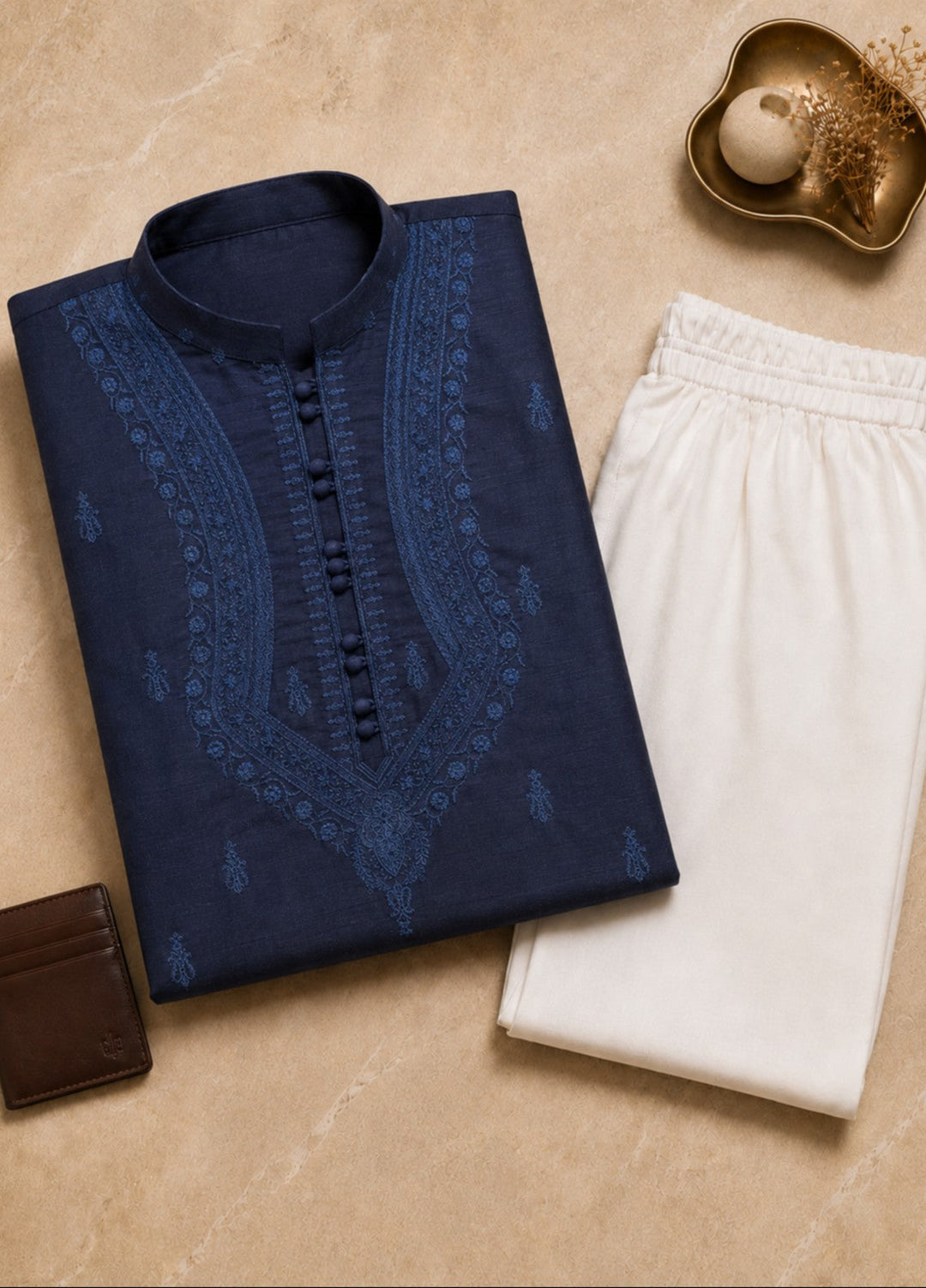 TGM Mens RTW Chikankari Chikankari Kurta Pajama Suit Vian Blue Festive Collection