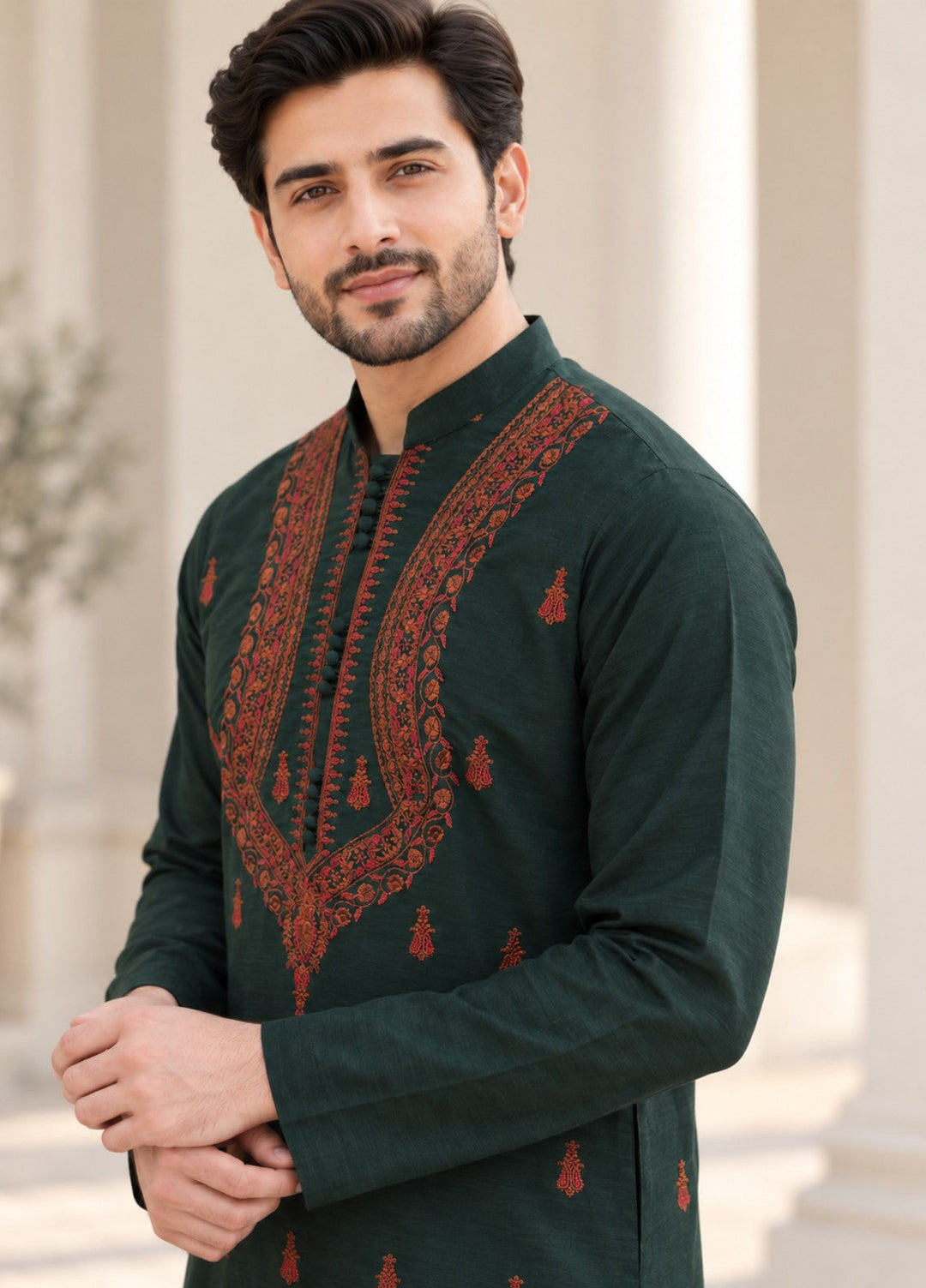 TGM Mens RTW Chikankari Chikankari Kurta Pajama Suit Vian Forest Festive Collection