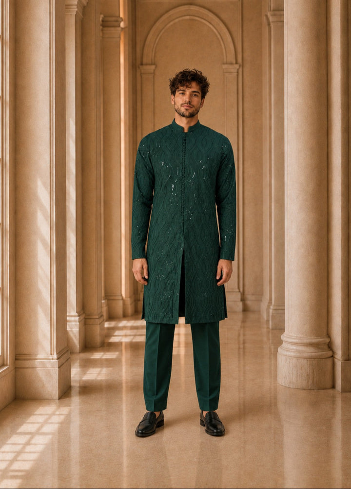 TGM Mens RTW Chikankari Chikankari Kurta Pajama Suit Royan Green Festive Collection