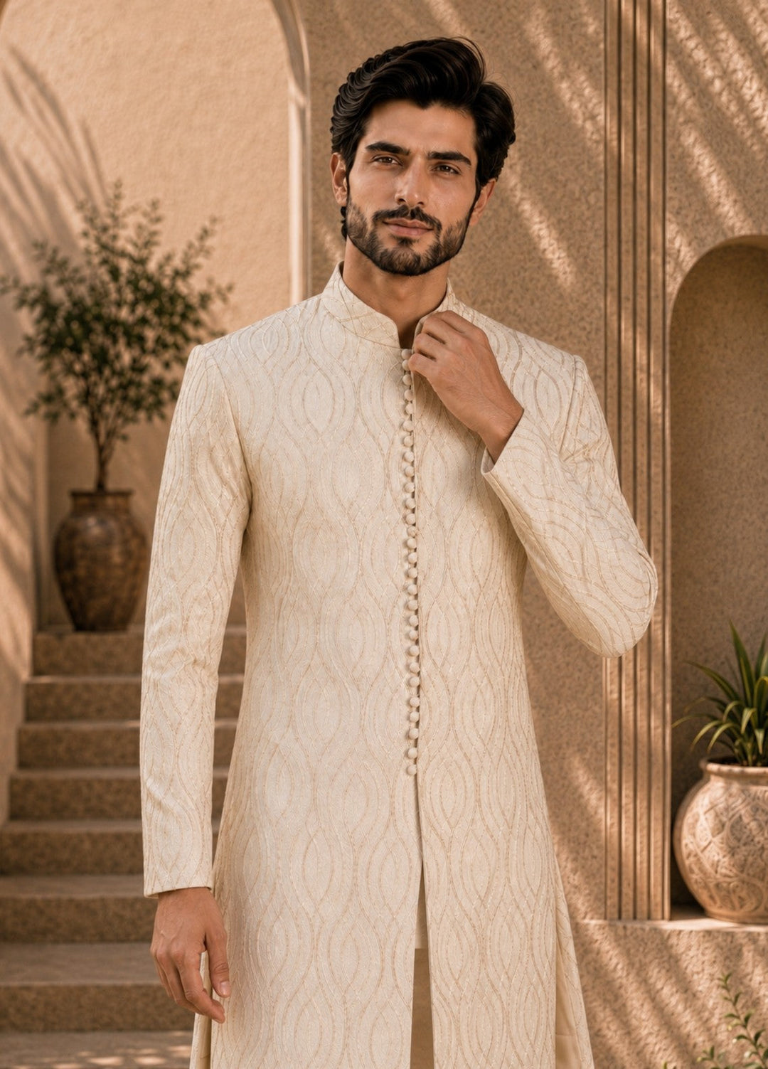 TGM Mens RTW Chikankari Chikankari Kurta Pajama Suit Royan Pearl Festive Collection