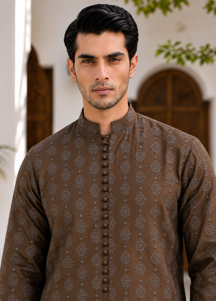TGM Mens RTW Chikankari Chikankari Kurta Pajama Suit Royan Brown Festive Collection
