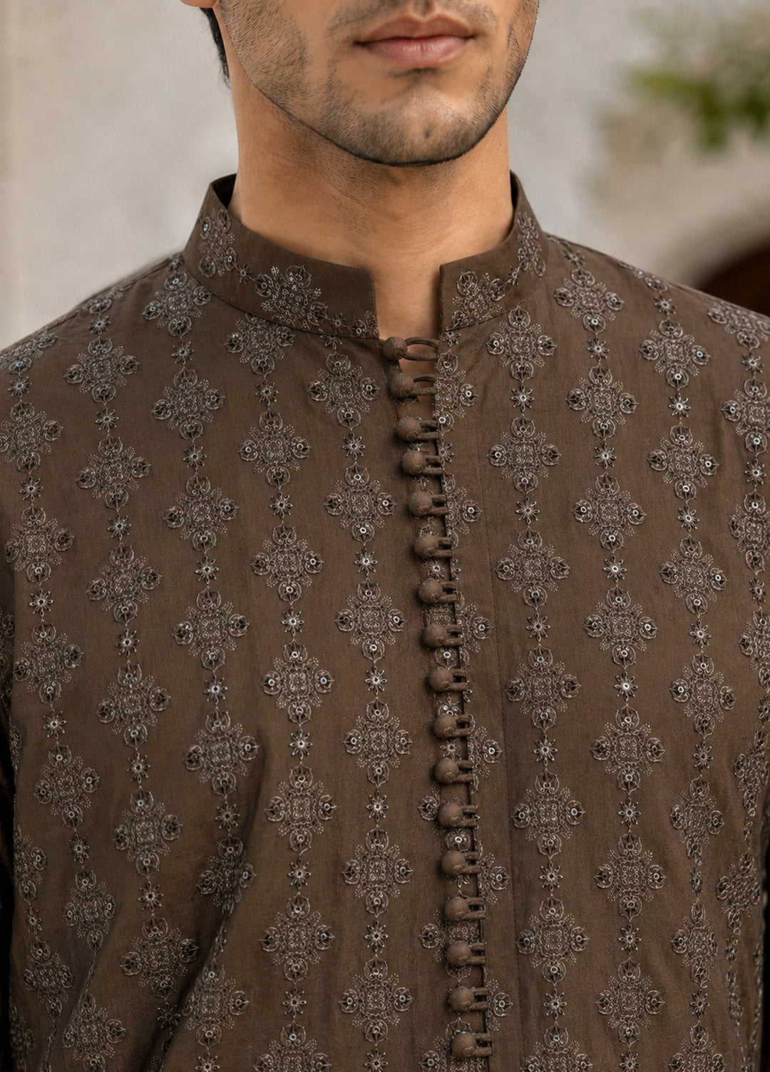 TGM Mens RTW Chikankari Chikankari Kurta Pajama Suit Royan Brown Festive Collection