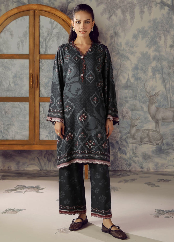 Sahar Unstitched Printed Marina Twill 2 Piece Suit Obsidian Tile Winter Collection