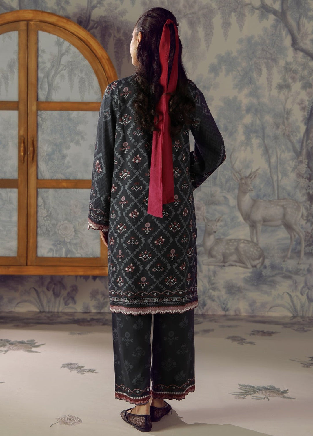 Sahar Unstitched Printed Marina Twill 2 Piece Suit Obsidian Tile Winter Collection