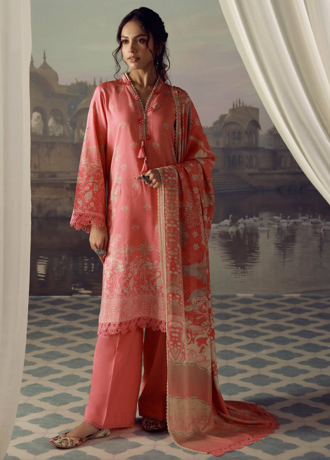 Sahar Unstitched Printed Viscose 3 Piece Suit Rosavere Winter Collection