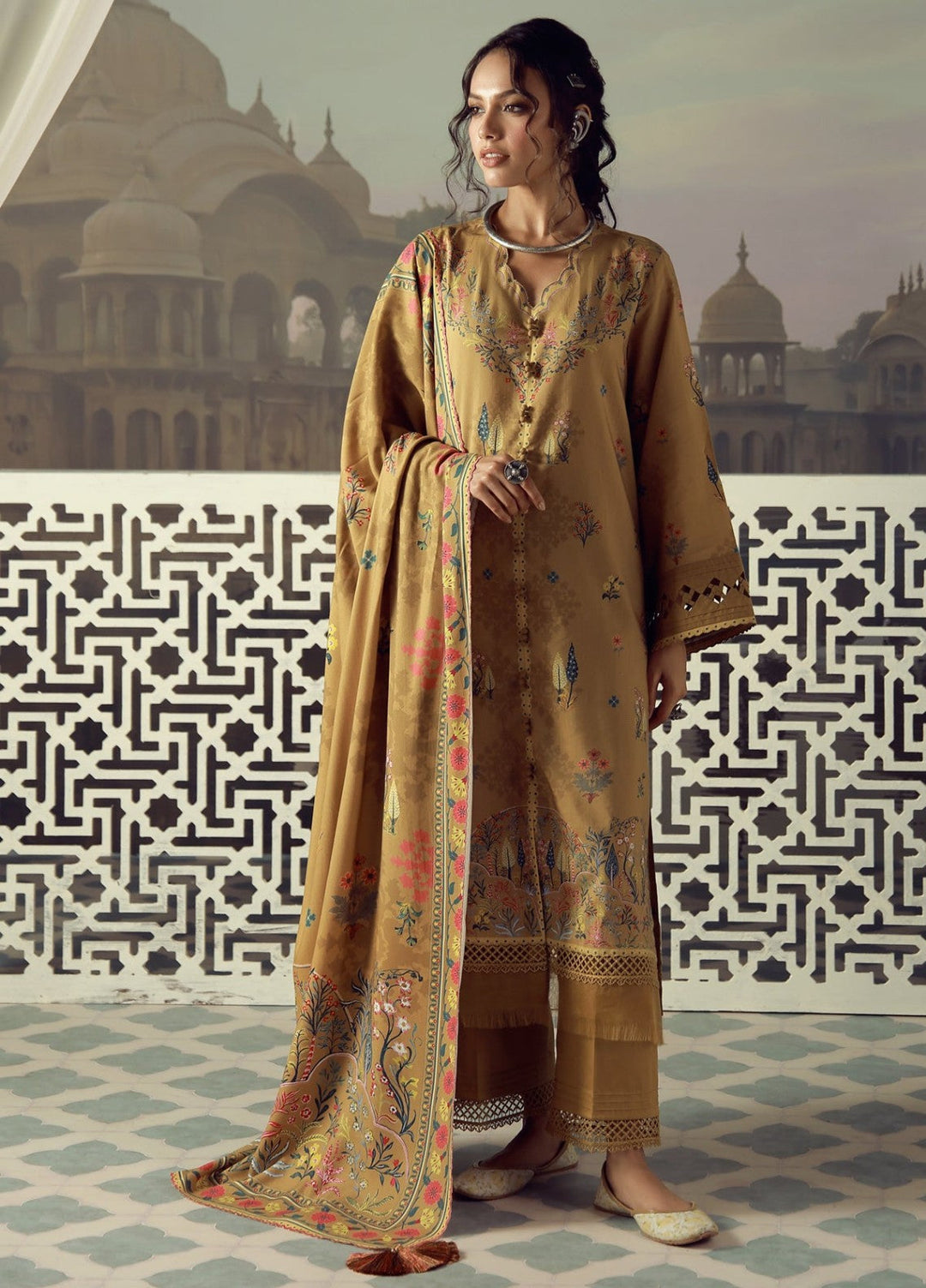 Sahar Unstitched Printed Viscose 3 Piece Suit Saffrienne Winter Collection