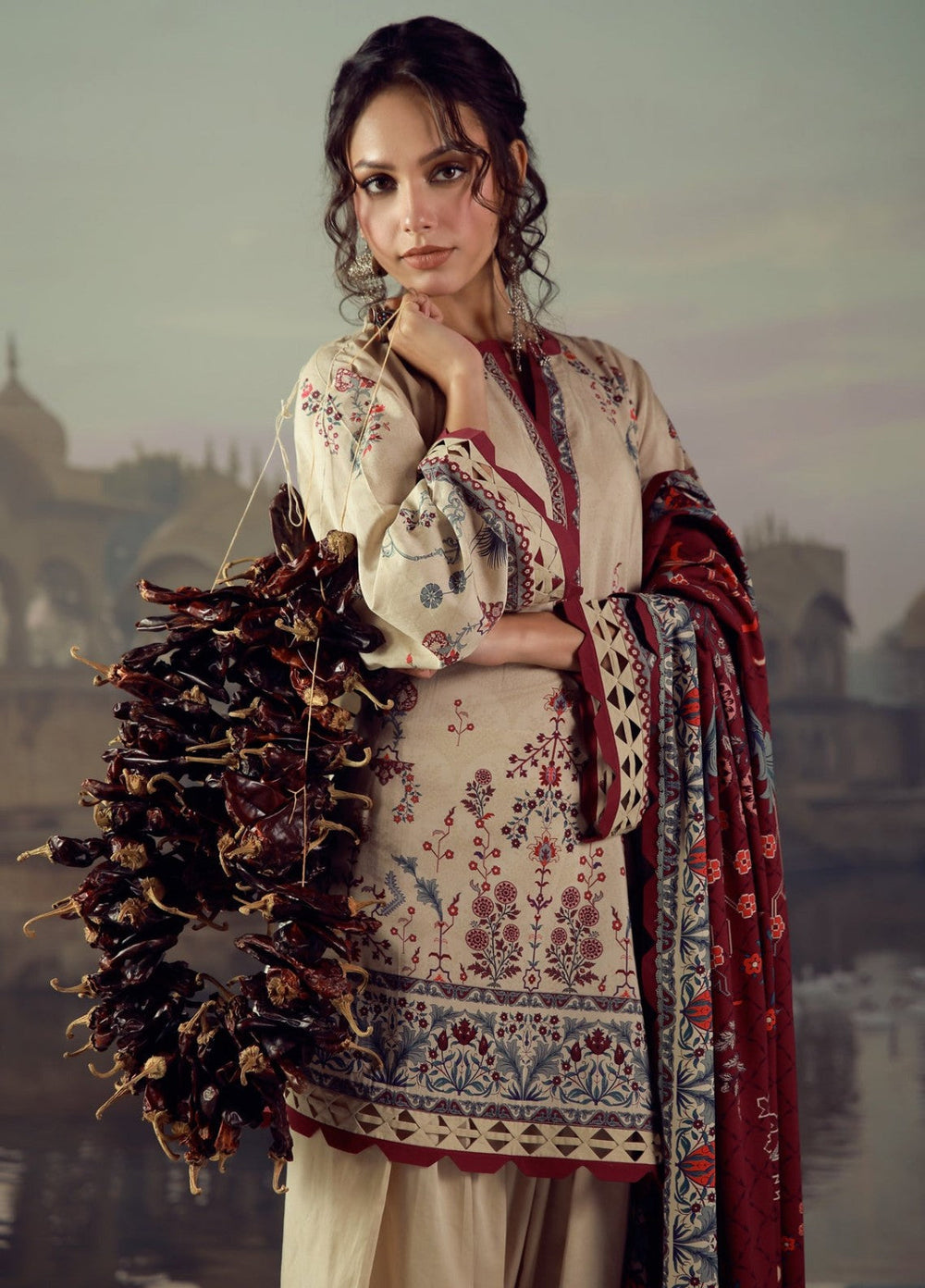 Sahar Unstitched Printed Viscose 3 Piece Suit Burgelune Winter Collection