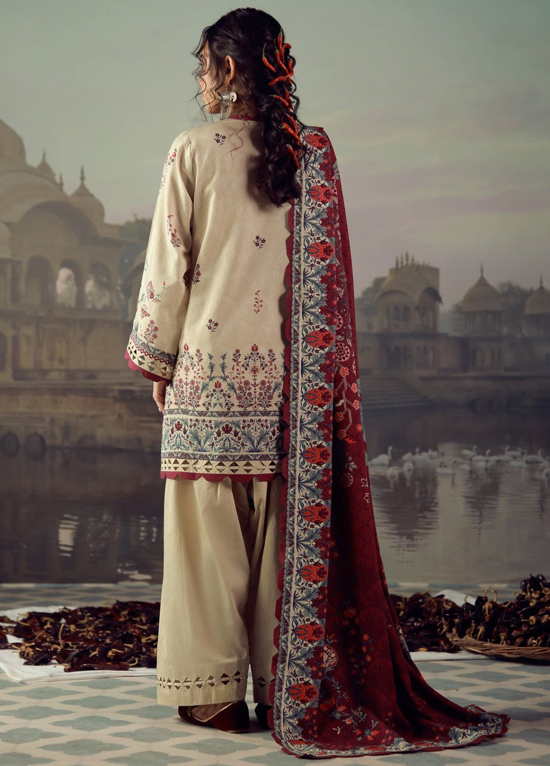 Sahar Unstitched Printed Viscose 3 Piece Suit Burgelune Winter Collection