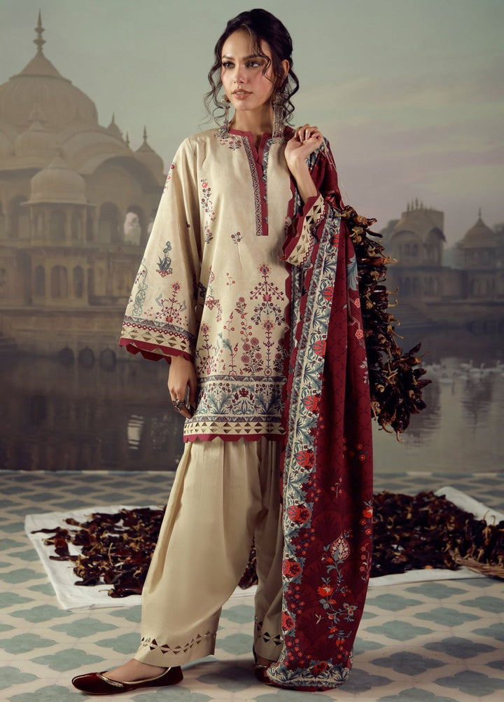 Sahar Unstitched Printed Viscose 3 Piece Suit Burgelune Winter Collection