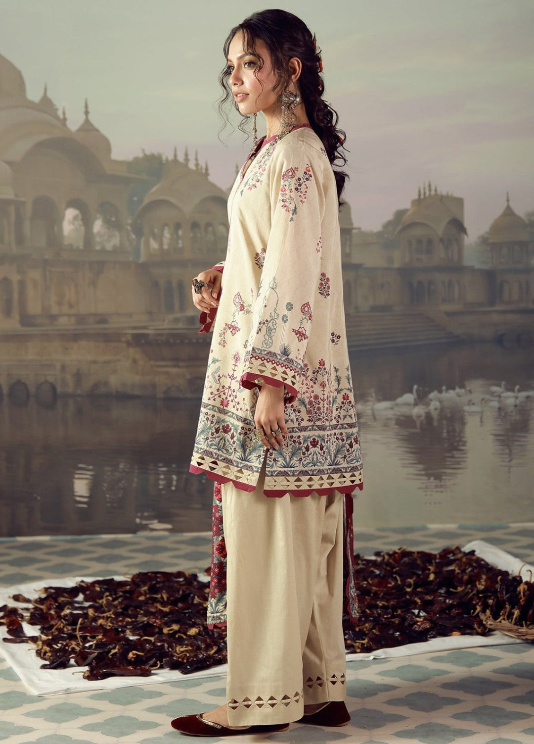 Sahar Unstitched Printed Viscose 3 Piece Suit Burgelune Winter Collection