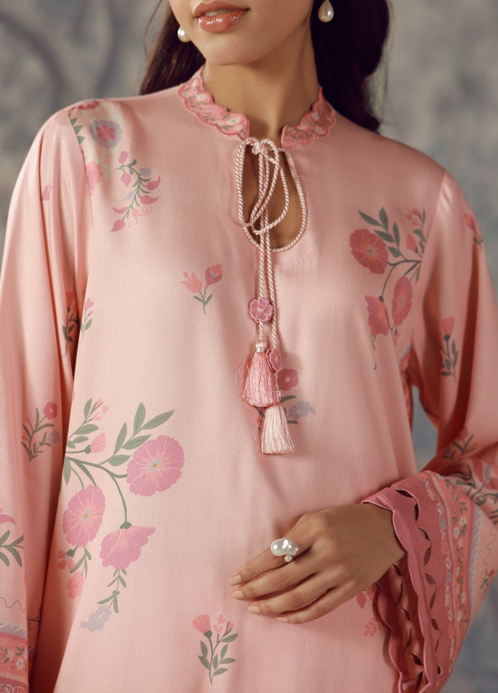 Sahar Unstitched Printed Marina Twill 2 Piece Suit Blushing Petals Winter Collection