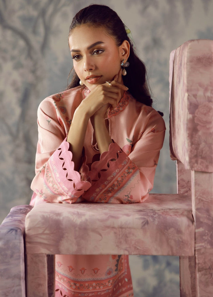 Sahar Unstitched Printed Marina Twill 2 Piece Suit Blushing Petals Winter Collection