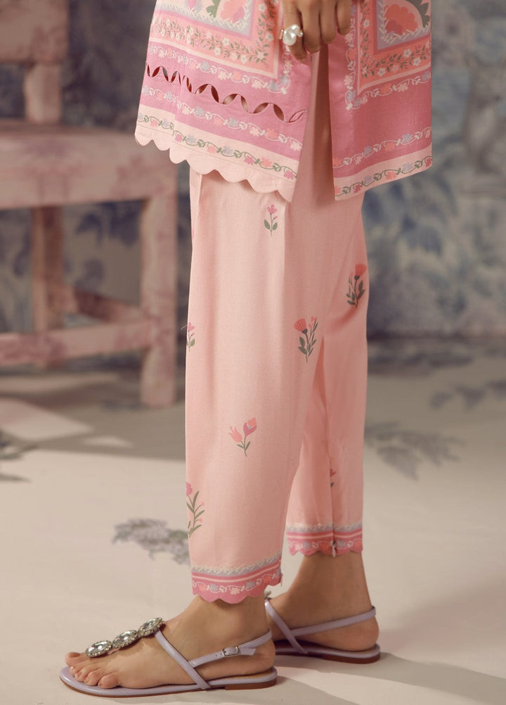 Sahar Unstitched Printed Marina Twill 2 Piece Suit Blushing Petals Winter Collection
