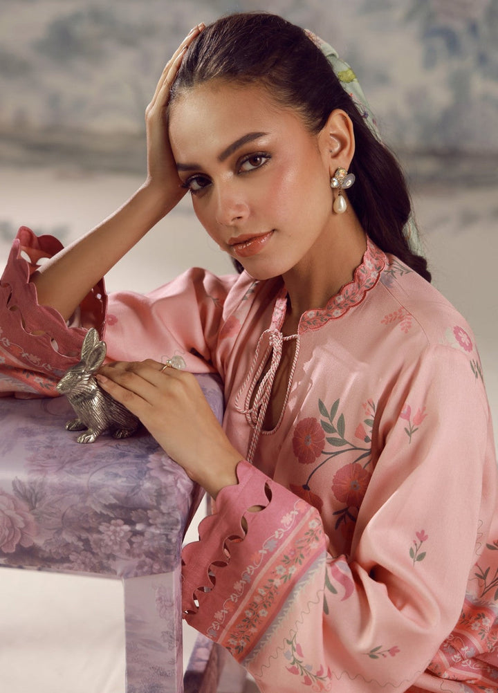 Sahar Unstitched Printed Marina Twill 2 Piece Suit Blushing Petals Winter Collection