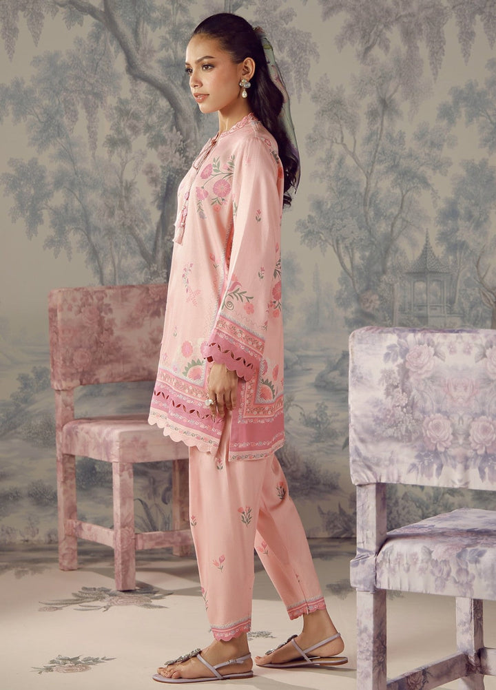 Sahar Unstitched Printed Marina Twill 2 Piece Suit Blushing Petals Winter Collection