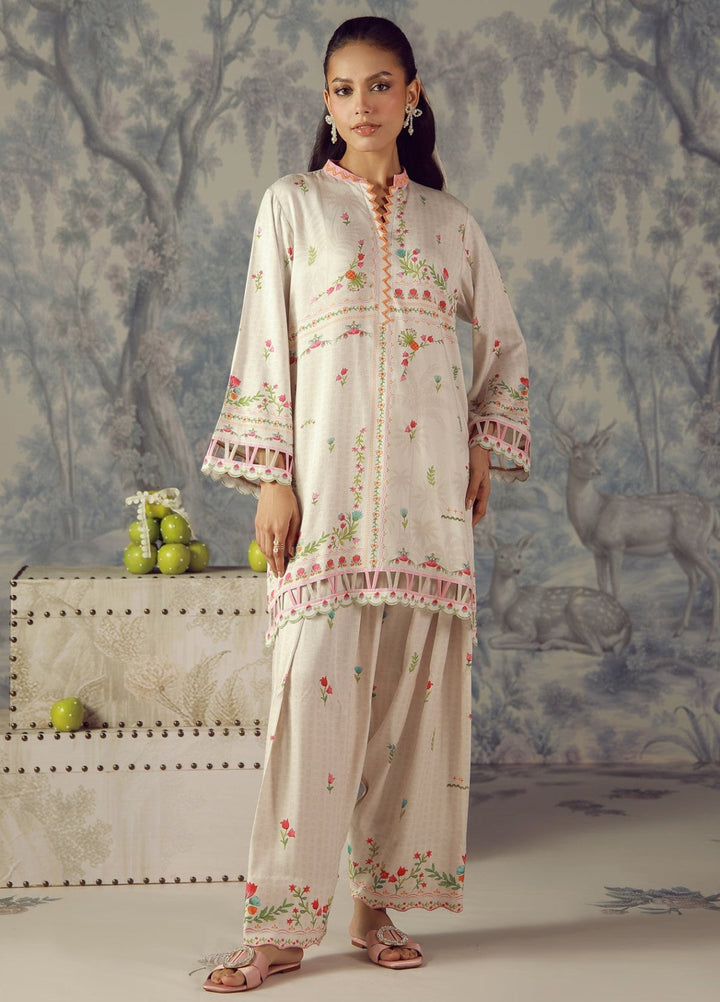 Sahar Unstitched Printed Marina Twill 2 Piece Suit Pastel Lattice Winter Collection