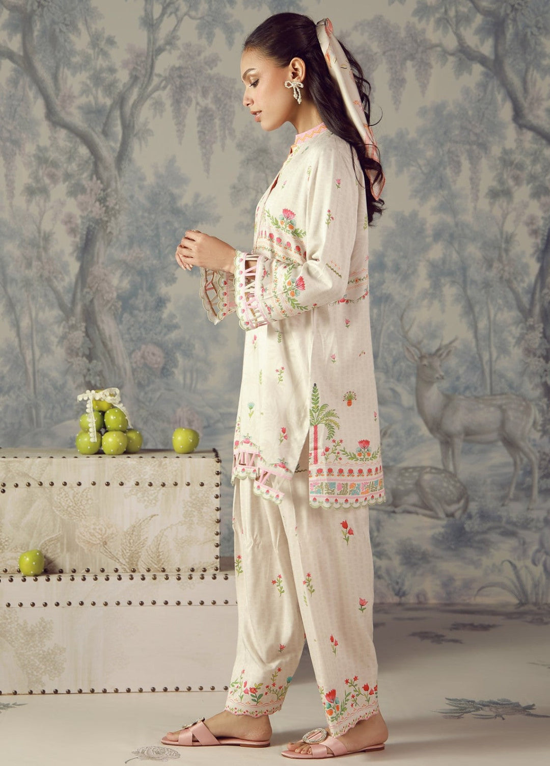 Sahar Unstitched Printed Marina Twill 2 Piece Suit Pastel Lattice Winter Collection