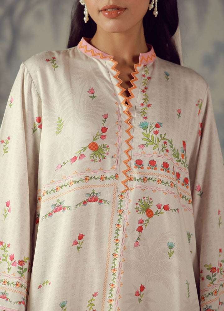 Sahar Unstitched Printed Marina Twill 2 Piece Suit Pastel Lattice Winter Collection