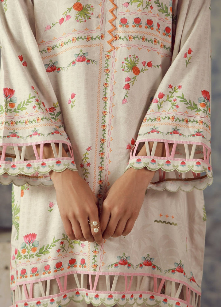 Sahar Unstitched Printed Marina Twill 2 Piece Suit Pastel Lattice Winter Collection