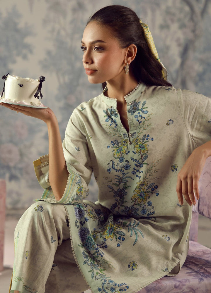 Sahar Unstitched Printed Marina Twill 2 Piece Suit Flora Verdit Winter Collection