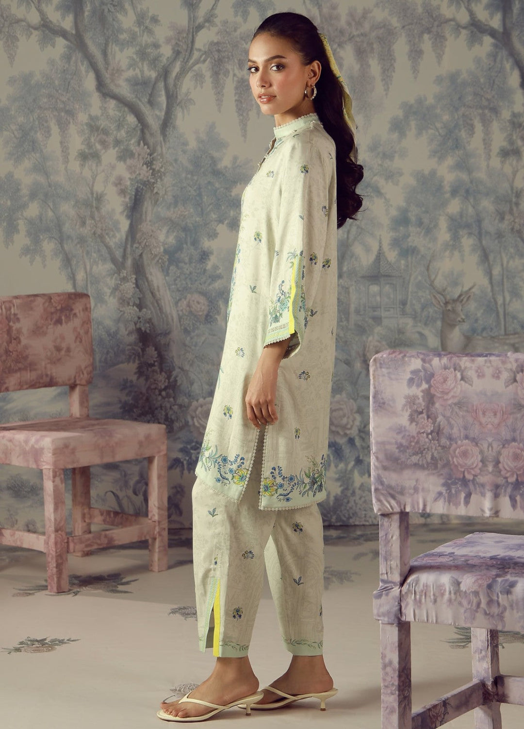 Sahar Unstitched Printed Marina Twill 2 Piece Suit Flora Verdit Winter Collection