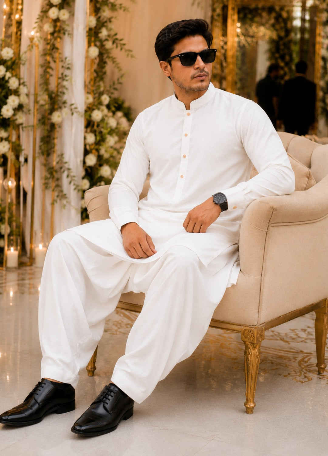 TGM Mens RTW Textured Blended Cotton 3 Piece Suit Artisan Sage Festive Collection