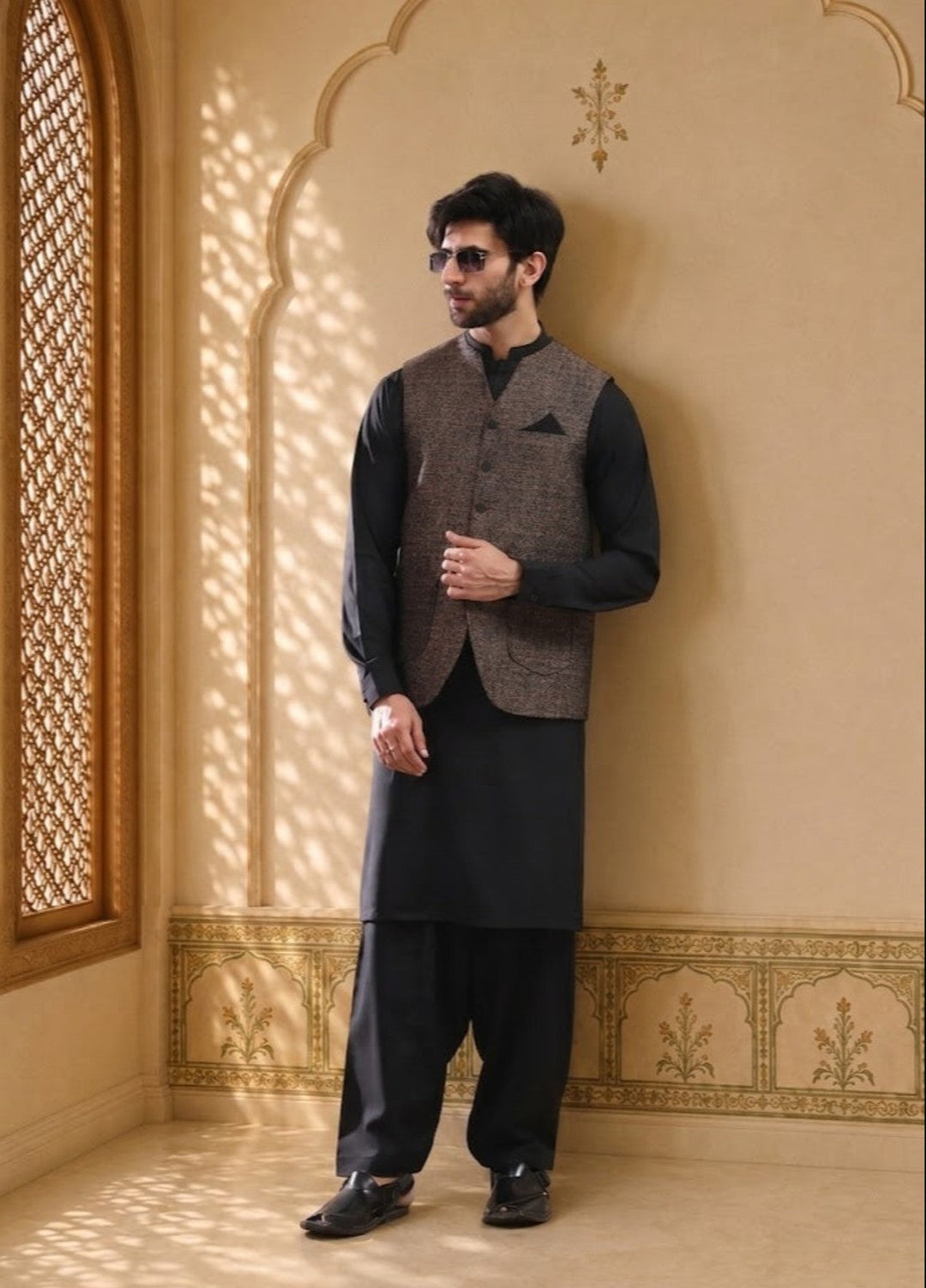 TGM Mens RTW Textured Blended Cotton 3 Piece Suit Meridian Comet Festive Collection