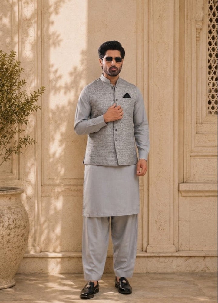 TGM Mens RTW Textured Blended Cotton 3 Piece Suit Meridian Horizon Festive Collection
