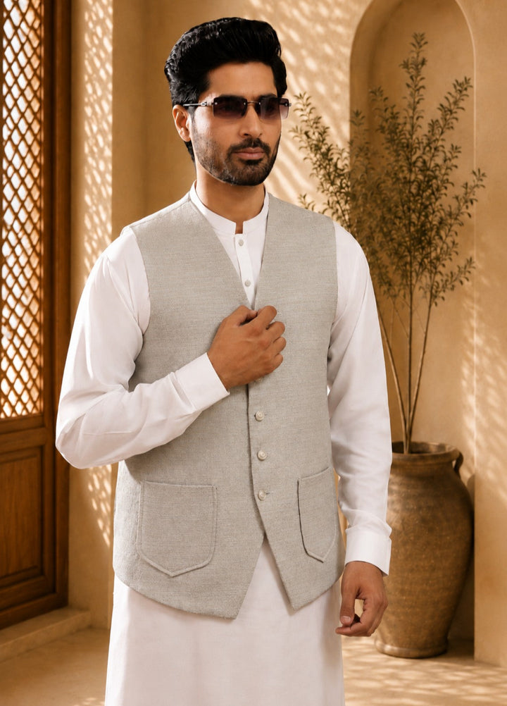 TGM Mens RTW Textured Blended Cotton 3 Piece Suit Meridian Echo Festive Collection