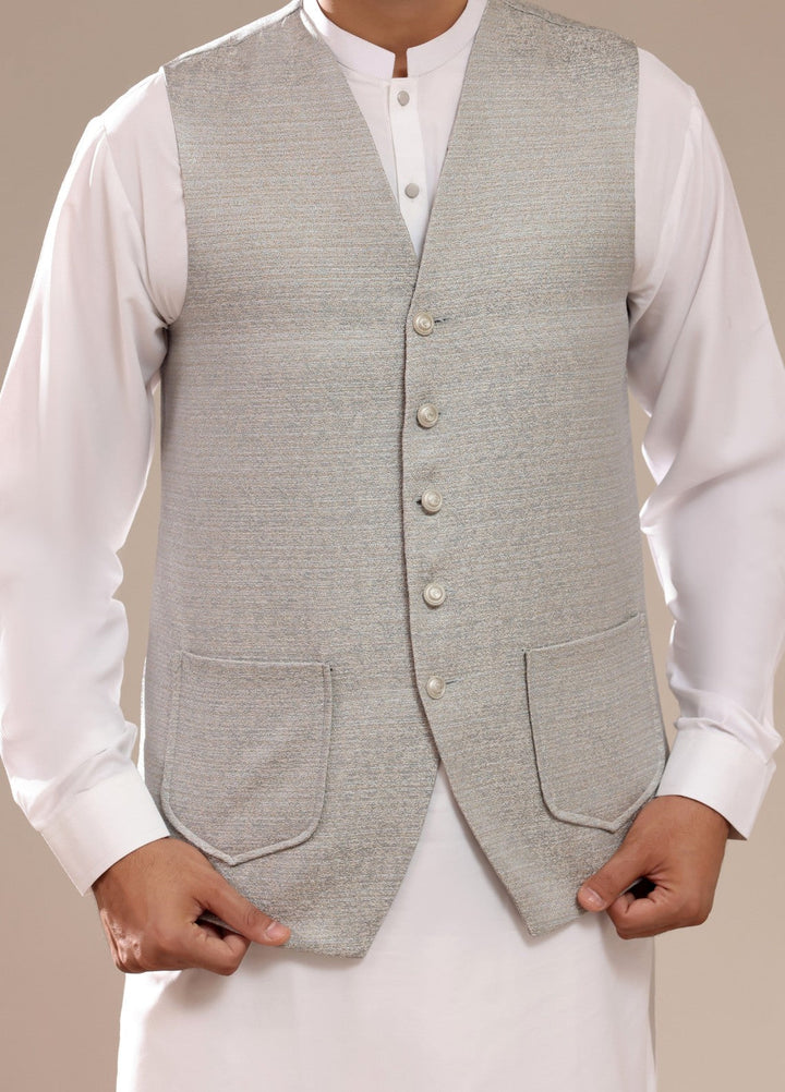 TGM Mens RTW Textured Blended Cotton 3 Piece Suit Meridian Echo Festive Collection
