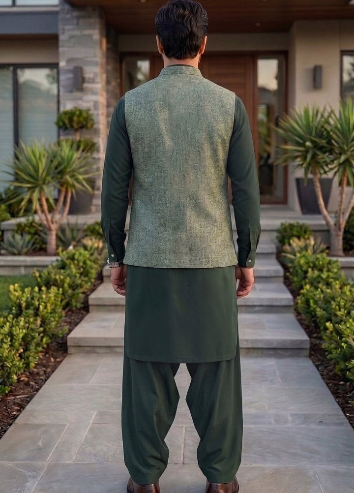 TGM Mens RTW Textured Blended Cotton 3 Piece Suit Sterling Meadow Festive Collection