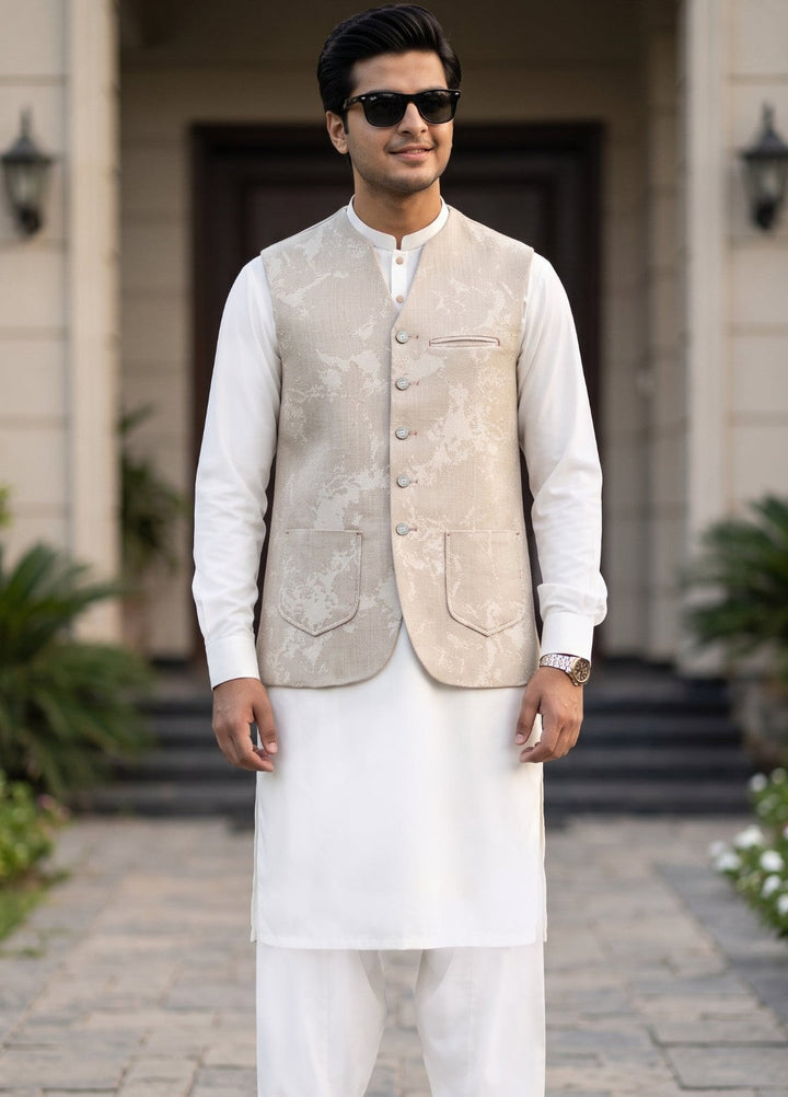 TGM Mens RTW Textured Blended Cotton 3 Piece Suit Sterling Mocha Festive Collection