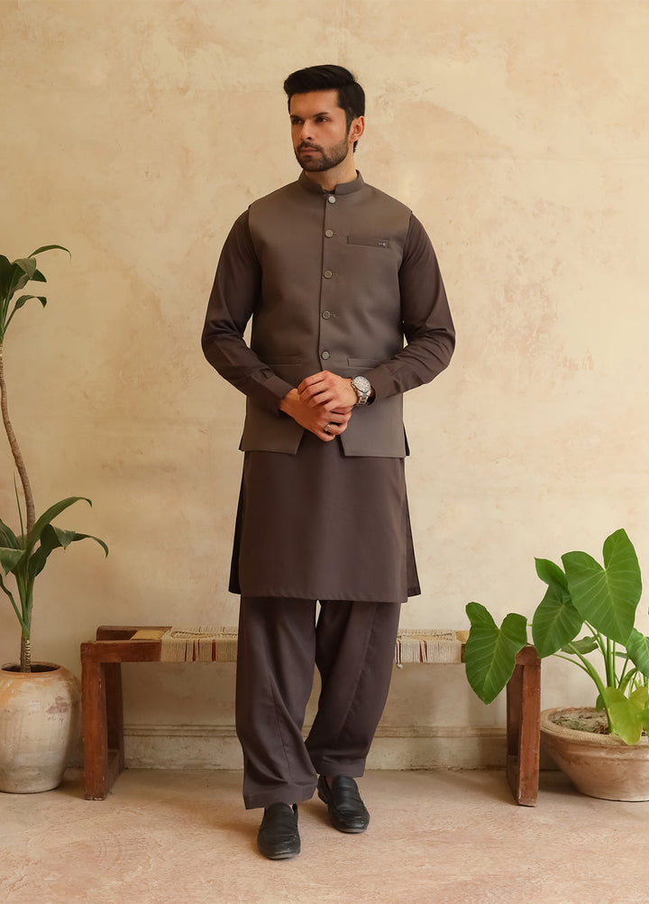 A-Line by Mazham RTW Solids Blended 3 Piece Suit Charcoal Gray Winter Collection