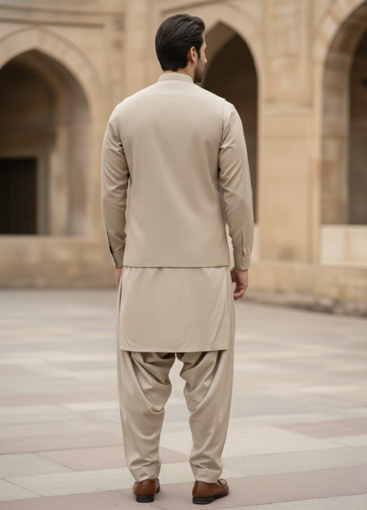 TGM Men RTW Solids Blended 3 Piece Suit Sahara Beige Prestige Festive Collection