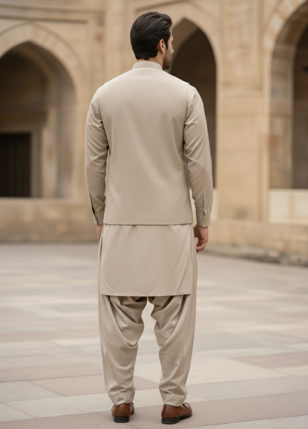 TGM Men RTW Solids Blended 3 Piece Suit Sahara Beige Prestige Festive Collection