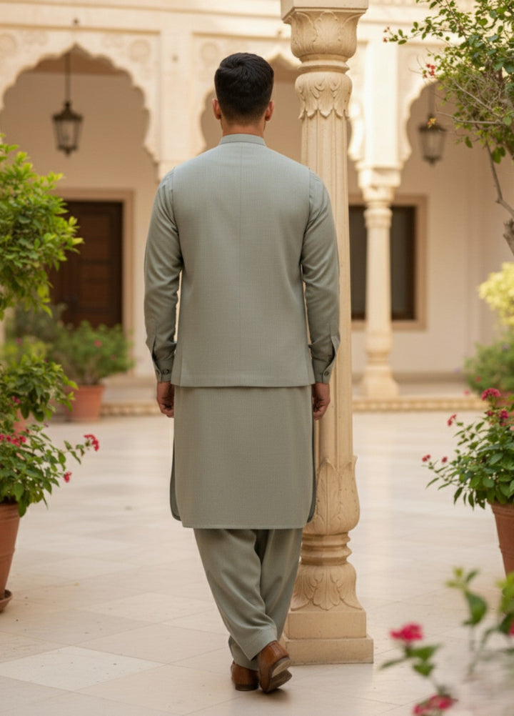 TGM Men RTW Solids Blended 3 Piece Suit Sage Mist Heritage Festive Collection