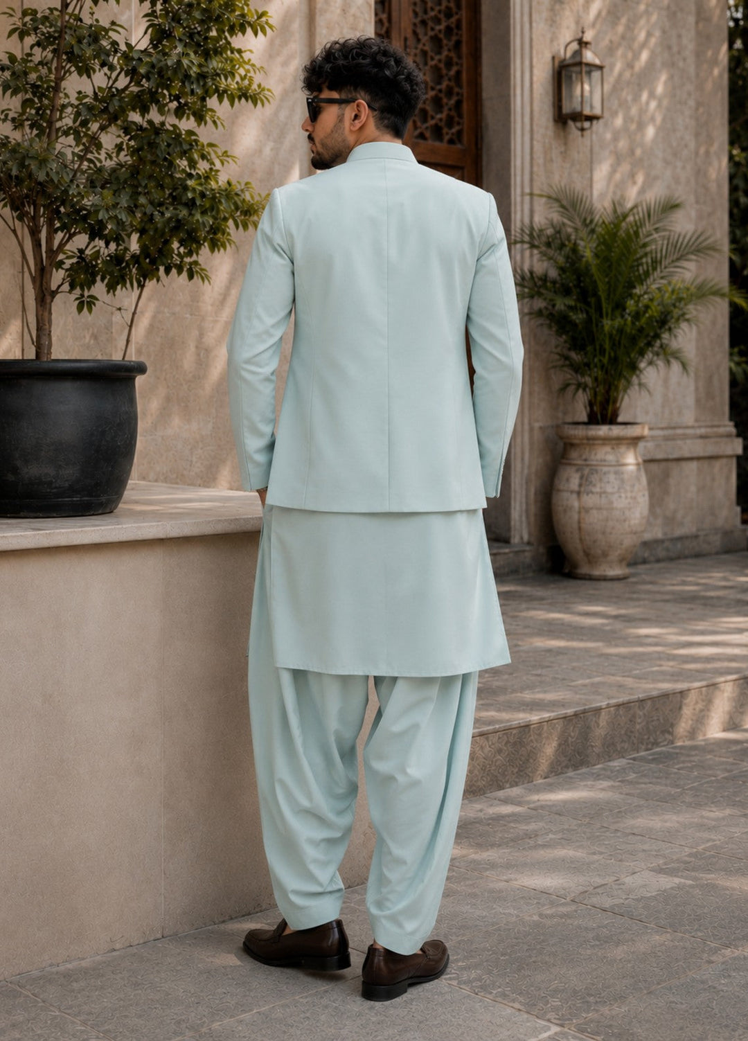 TGM Men RTW Solids Blended 3 Piece Suit Mint Majesty Festive Collection