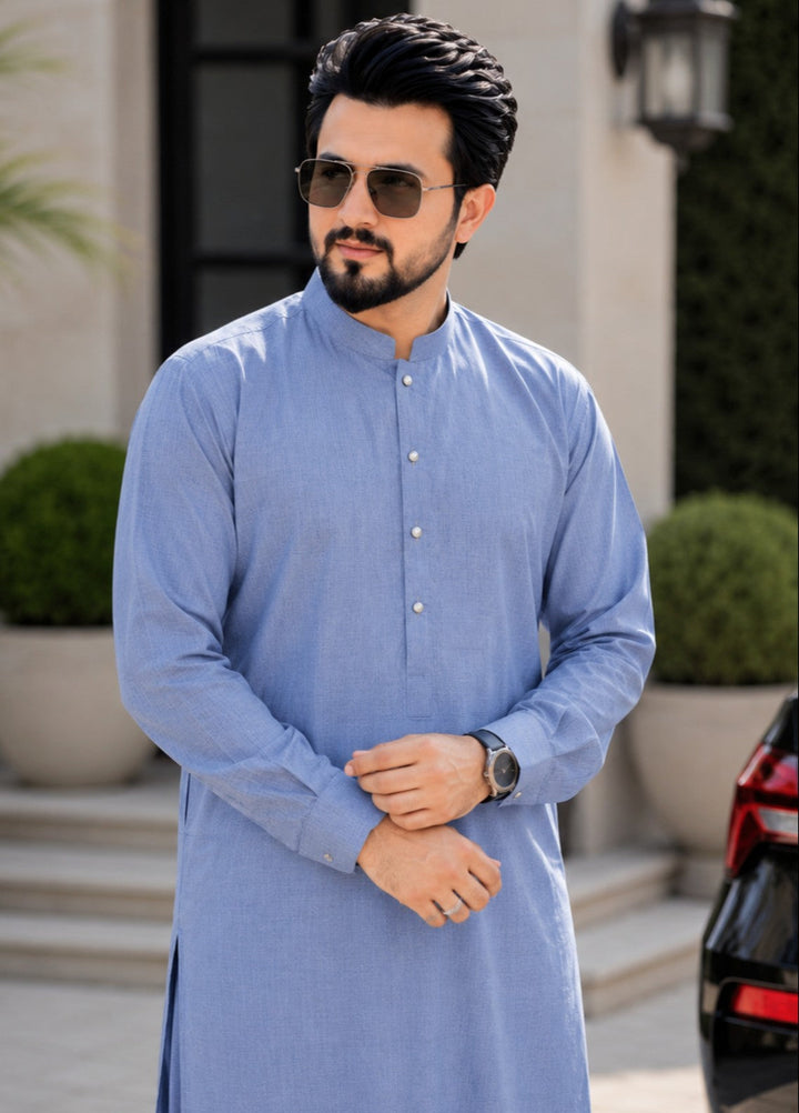 TGM Men RTW Solids Blended 3 Piece Suit Sky Regent Festive Collection