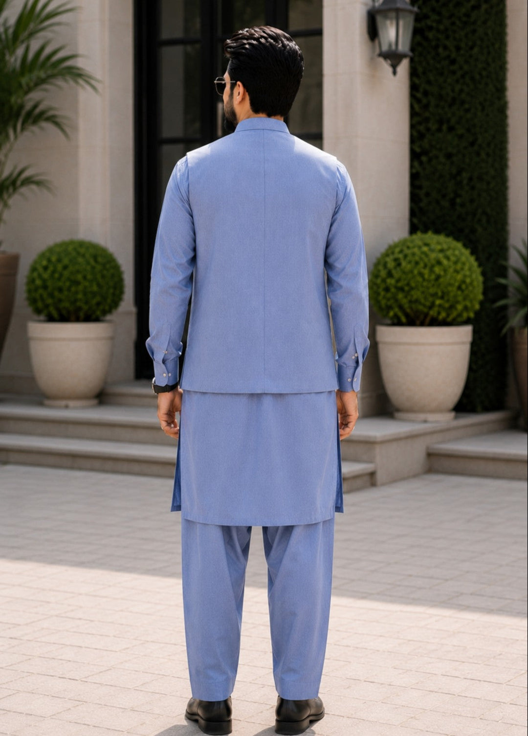 TGM Men RTW Solids Blended 3 Piece Suit Sky Regent Festive Collection