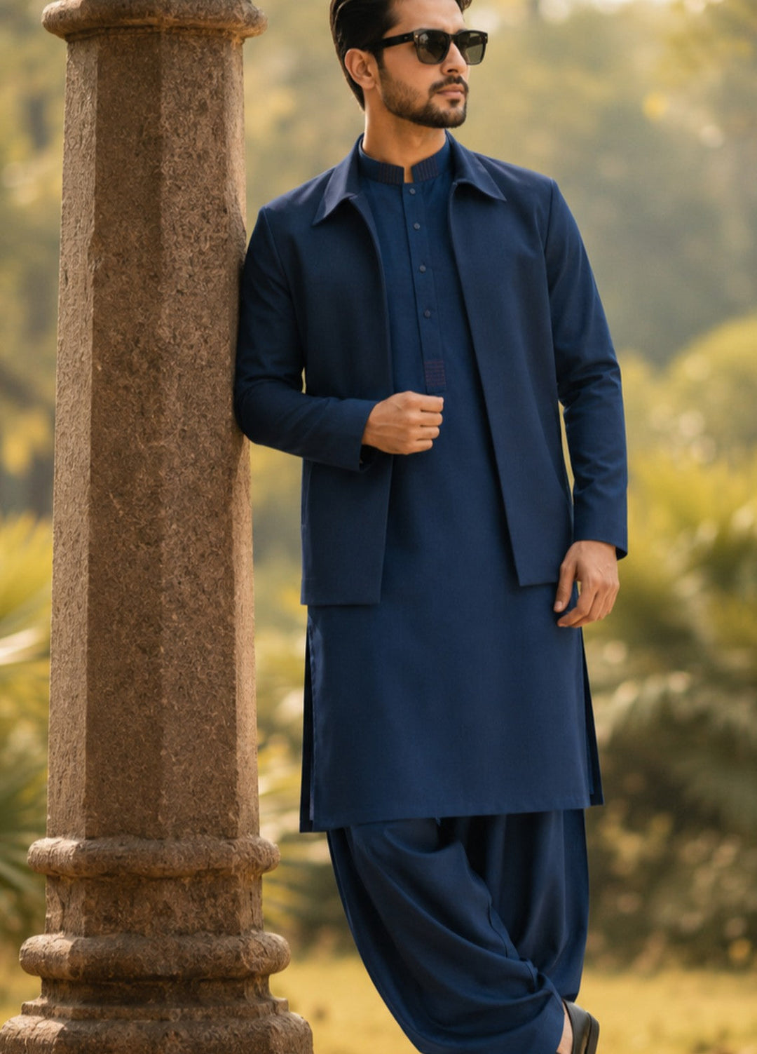 TGM Men RTW Textured Blended 3 Piece Suit Midnight Royale Festive Collection