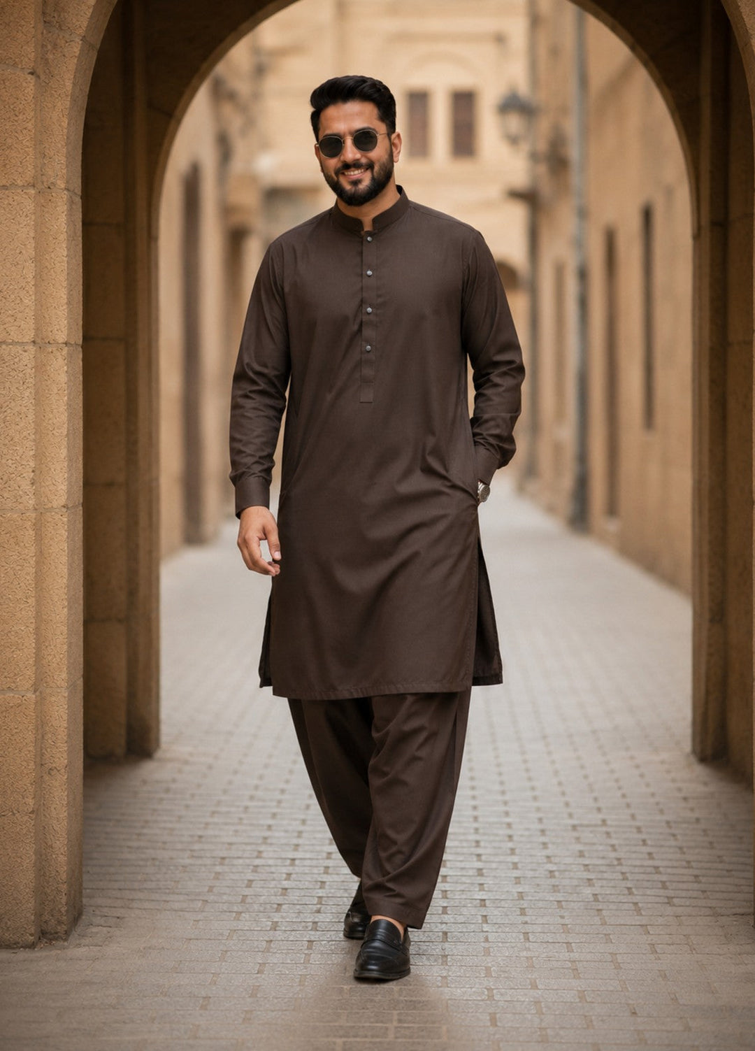 TGM Men RTW Textured Blended 3 Piece Suit Sterling Copper Festive Collection