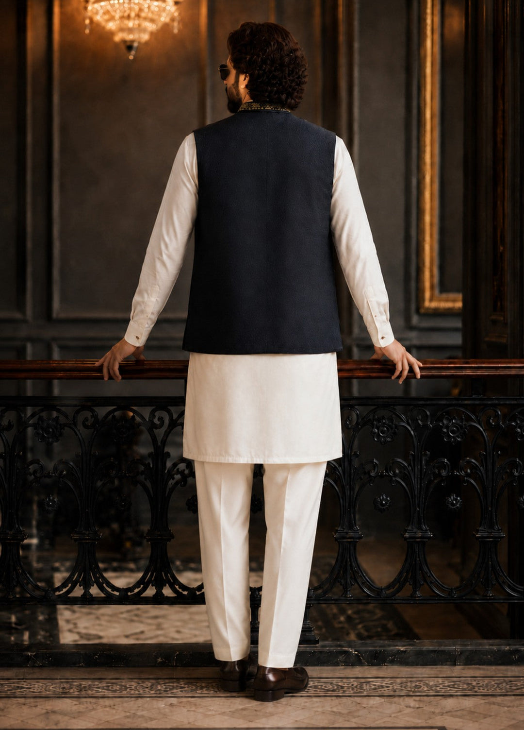 TGM Men RTW Textured Blended 3 Piece Suit Artisan Onyx Festive Collection