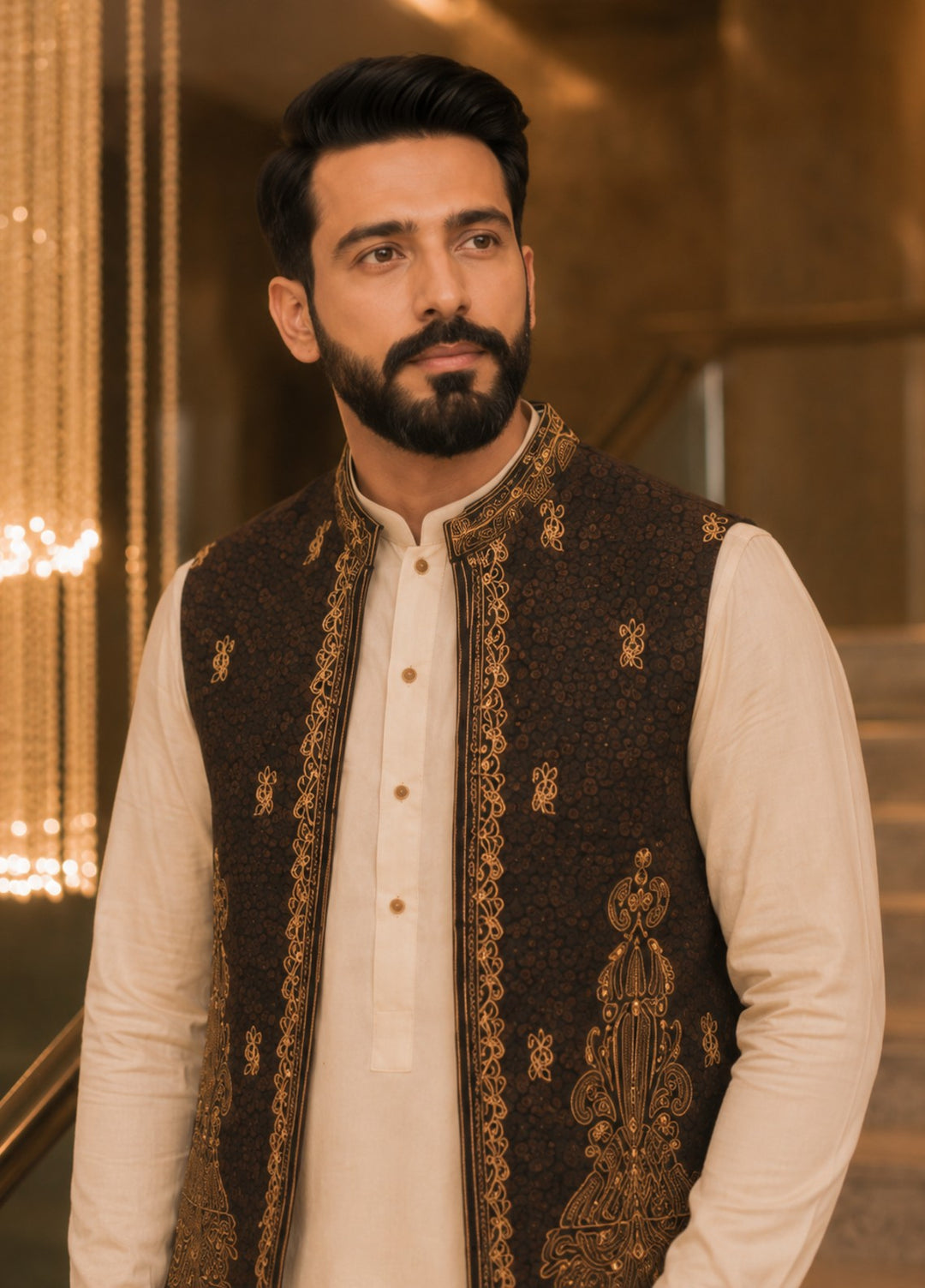 TGM Men RTW Textured Blended 3 Piece Suit Artisan Walnut Festive Collection