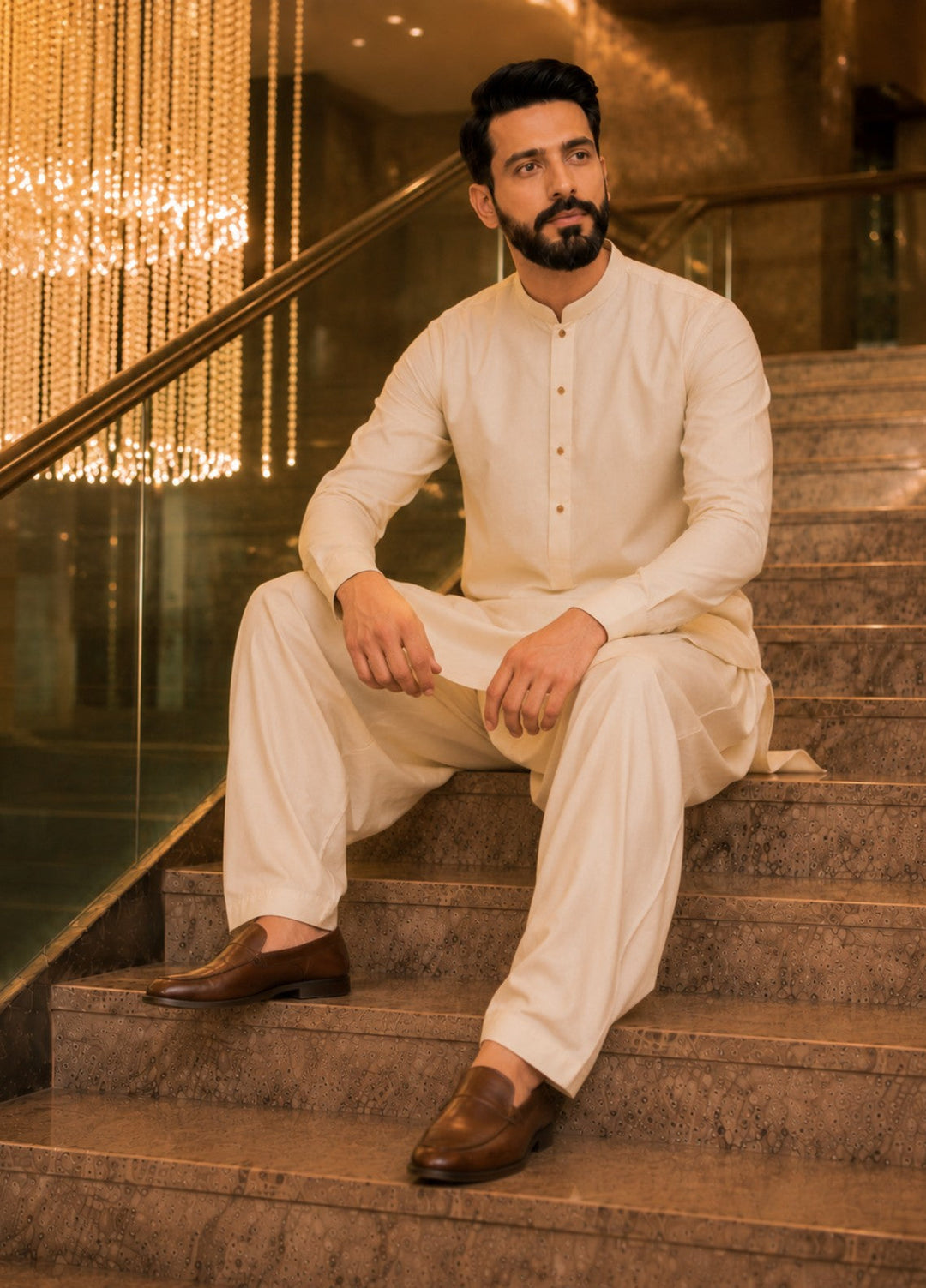 TGM Men RTW Textured Blended 3 Piece Suit Artisan Walnut Festive Collection