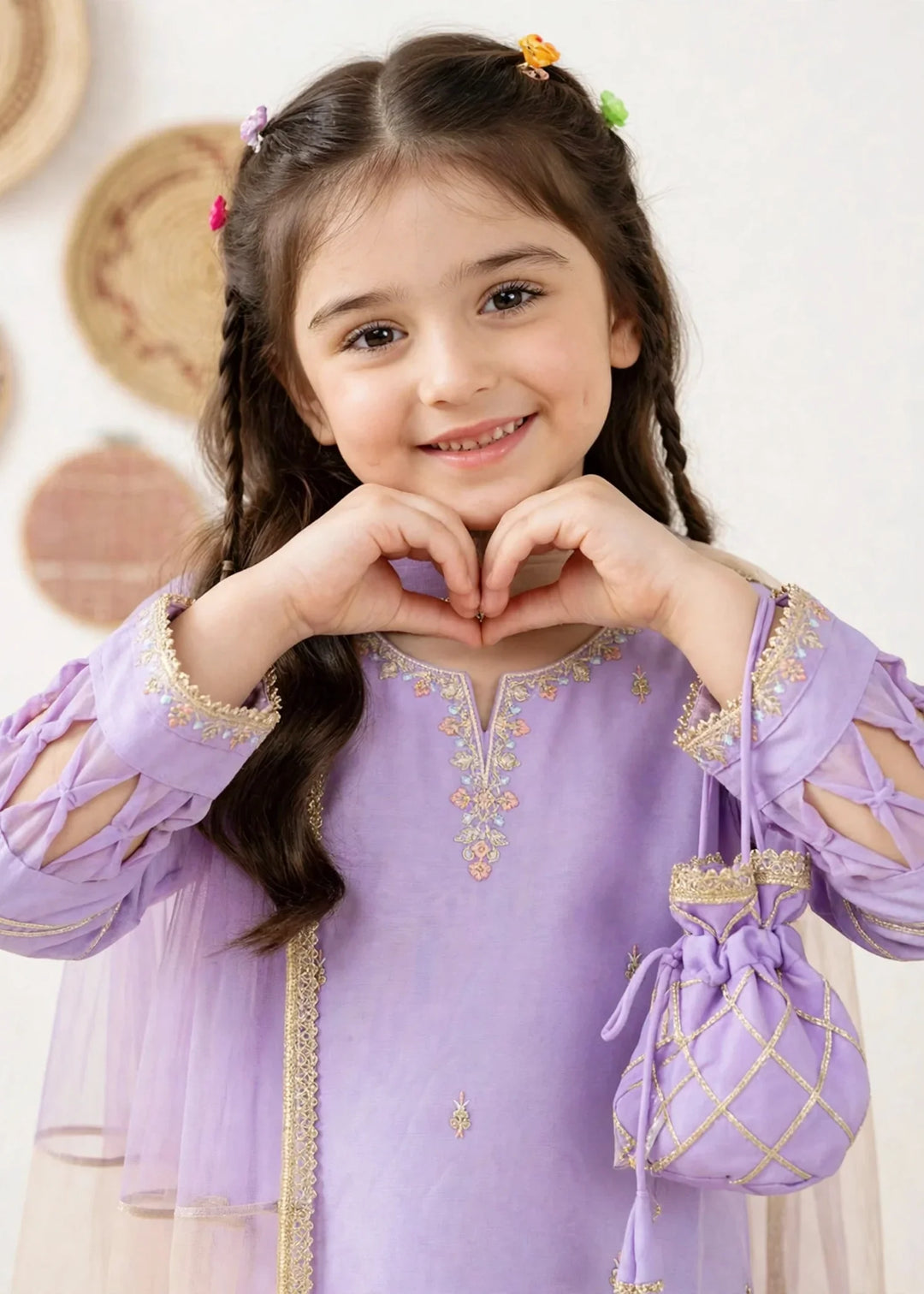 Riwayat by Modest Girls RTW Embroidered Chiffon 3 Piece Suit A076 Purple Gharara Festive Collection