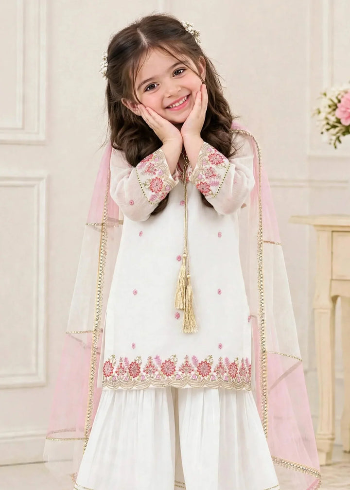 Riwayat by Modest Girls RTW Embroidered Chiffon 3 Piece Suit A096 White Festive Collection