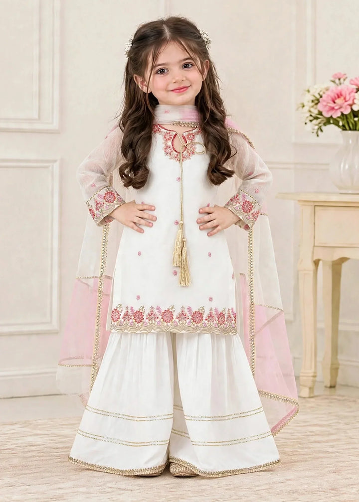Riwayat by Modest Girls RTW Embroidered Chiffon 3 Piece Suit A096 White Festive Collection