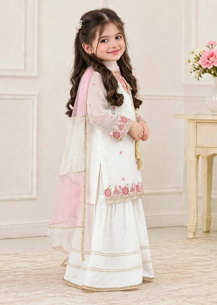 Riwayat by Modest Girls RTW Embroidered Chiffon 3 Piece Suit A096 White Festive Collection