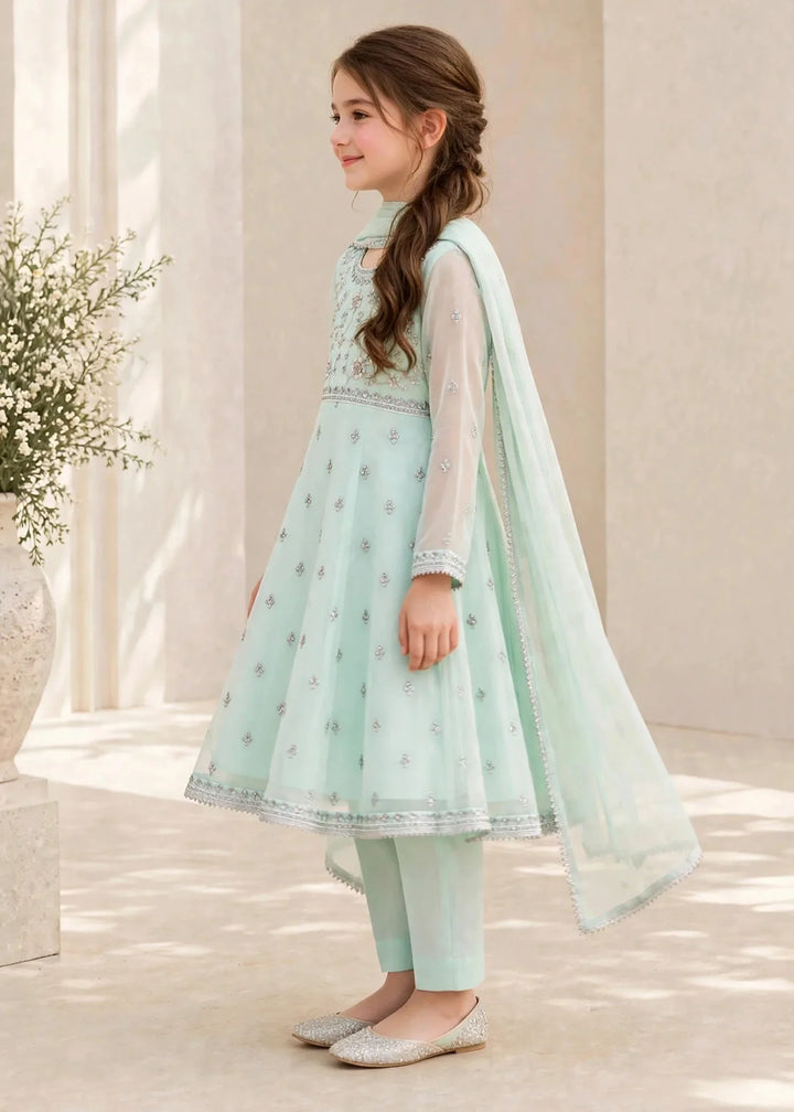Riwayat by Modest Girls RTW Embroidered Chiffon 3 Piece Suit A086 Blue Frock Festive Collection