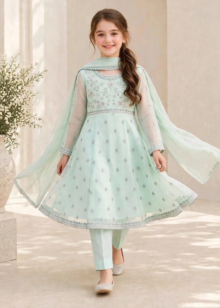 Riwayat by Modest Girls RTW Embroidered Chiffon 3 Piece Suit A086 Blue Frock Festive Collection